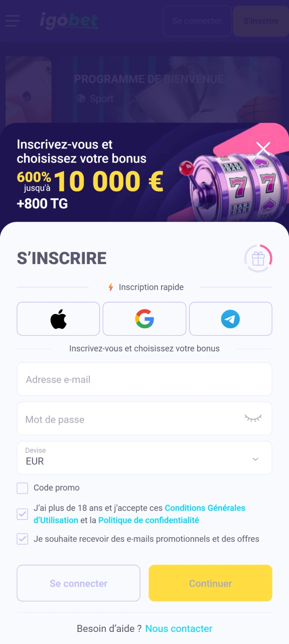 Commencez par vous inscrire sur IgoBet pour parier sur le football.