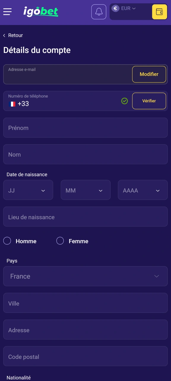 Vérifiez votre compte pour pouvoir effectuer des paiements sur IgoBet.